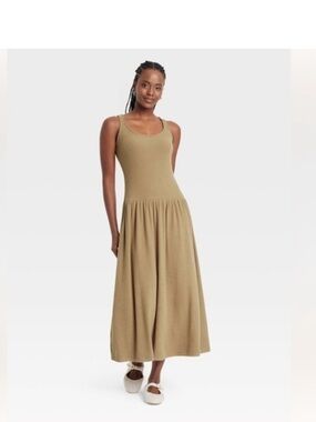 Universal Thread Brown Sleeveless Ribbed Maxi Dress